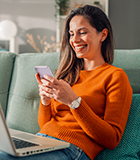 Woman wearing headphones